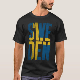 Retro Sweden Flag Typography Graphic T-Shirt