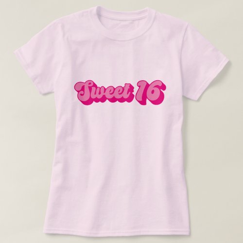 Retro Sweet 16 in Hot Pink T_Shirt