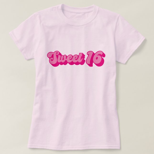 Retro Sweet 16 in Hot Pink T-Shirt (Design Front)