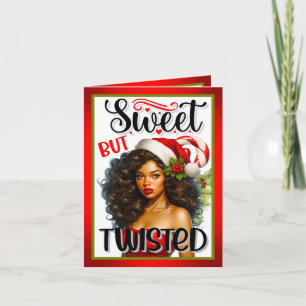 Retro Sweet but Twisted Christmas Pinup Letterpress Thank You Card
