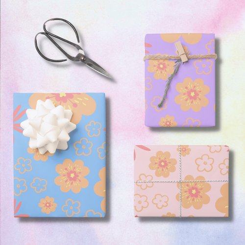 Retro Sweet Floral Pattern Wrapping Paper Sheets