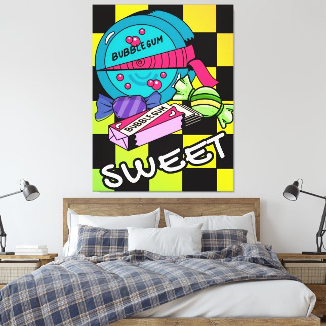 Retro Sweet Like Candy Canvas Print (Insitu(Bedroom))