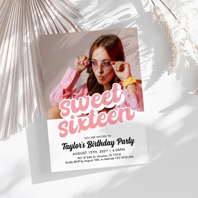 Retro Sweet Sixteen Birthday Invitation  (Creator Uploaded)