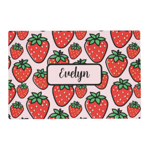 Retro Sweet Strawberry Cartoon Placemat