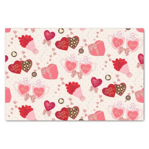 Retro Sweetheart Valentines Day Chocolate Hearts Tissue Paper