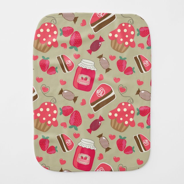 Retro Sweets Baby Burp Cloth (Front)