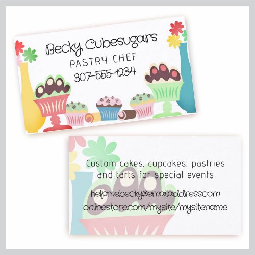 Yummy sweet desserts baker pastry chef  biz cards business card template