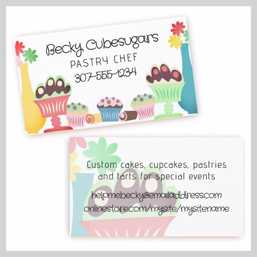 Customizable Yummy sweet desserts baker pastry chef  biz cards business card template