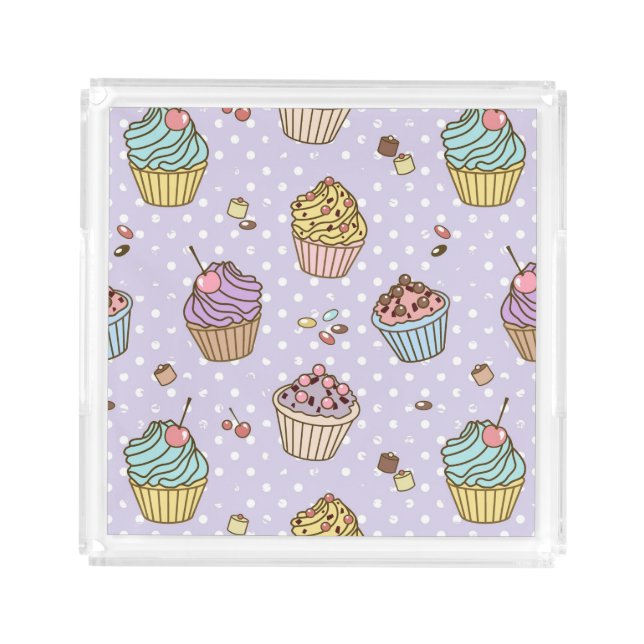 Retro Sweets Pattern Acrylic Tray (Front)
