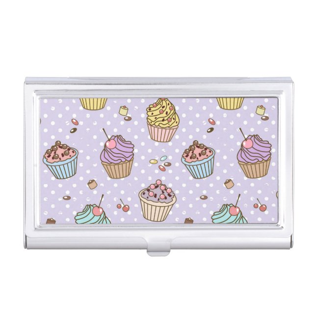 Retro Sweets Pattern Business Card Holder (Front)