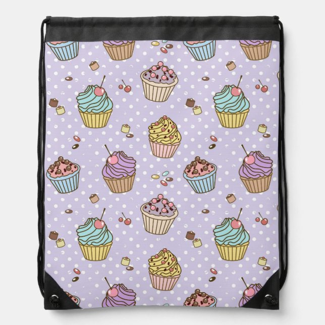 Retro Sweets Pattern Drawstring Bag (Front)