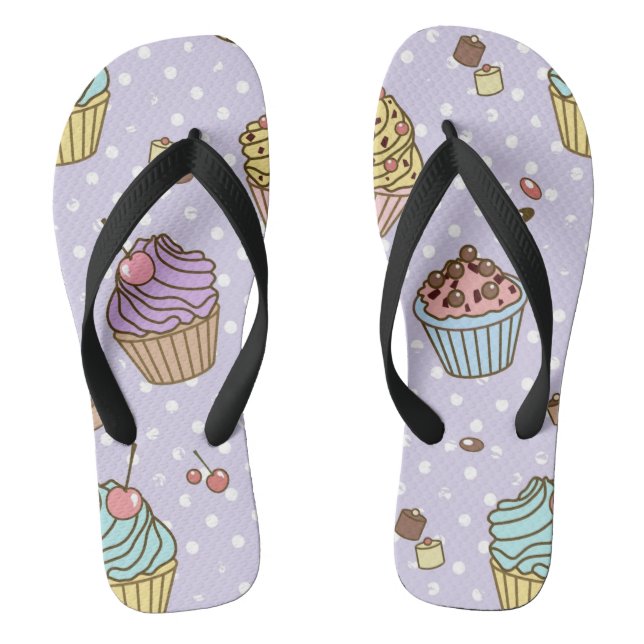 Retro Sweets Pattern Flip Flops (Footbed)
