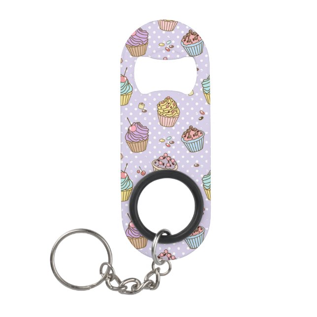 Retro Sweets Pattern Keychain Bottle Opener (Front)