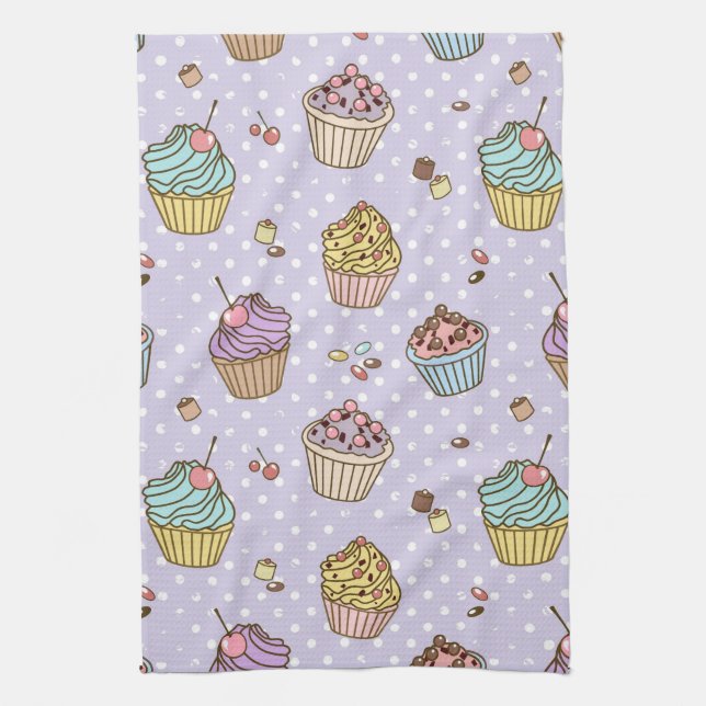 Retro Sweets Pattern Kitchen Towel (Vertical)