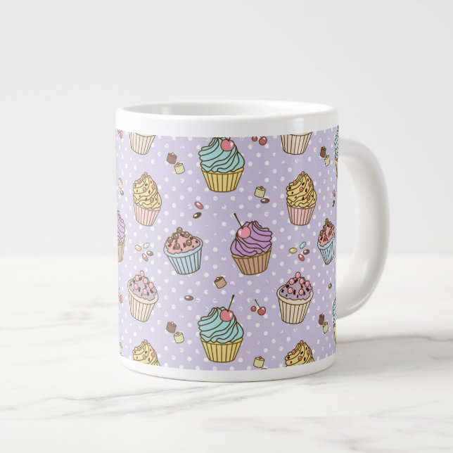 Retro Sweets Pattern Large Coffee Mug (Front Right)