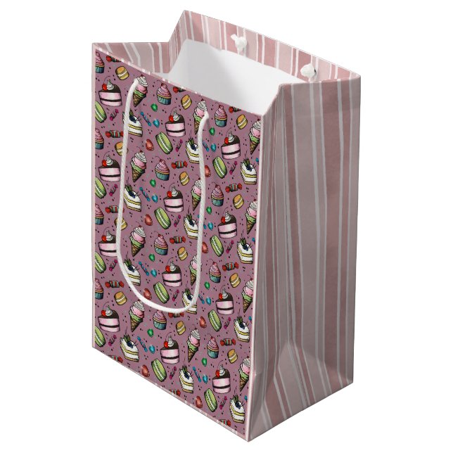 Retro Sweets- Pink Medium Gift Bag (Front Angled)