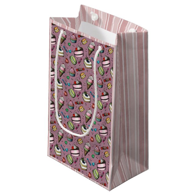 Retro Sweets- Pink Small Gift Bag (Front Angled)
