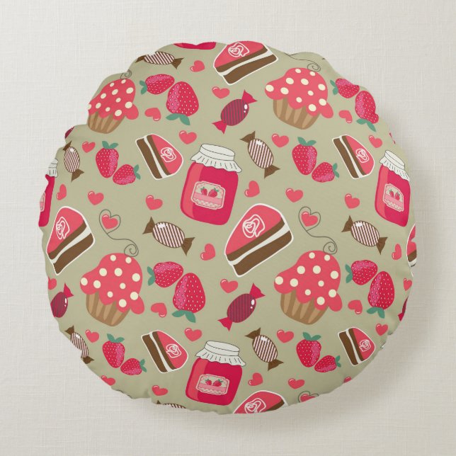 Retro Sweets Round Pillow (Front)