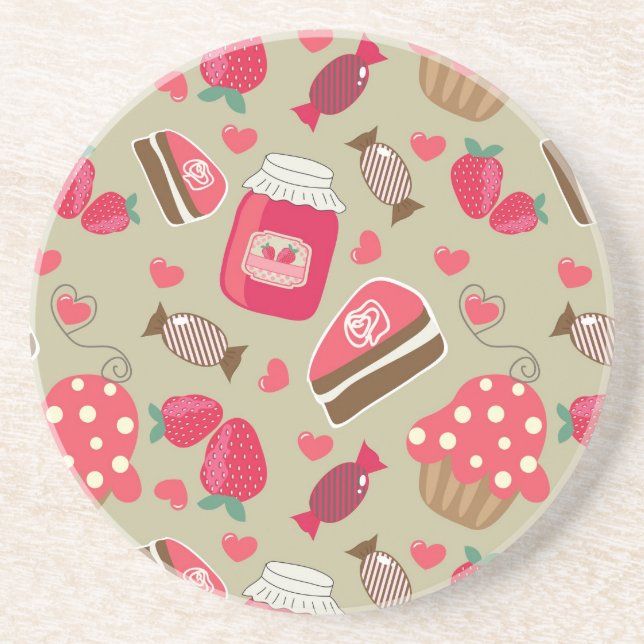 Retro Sweets Sandstone Coaster (Front)
