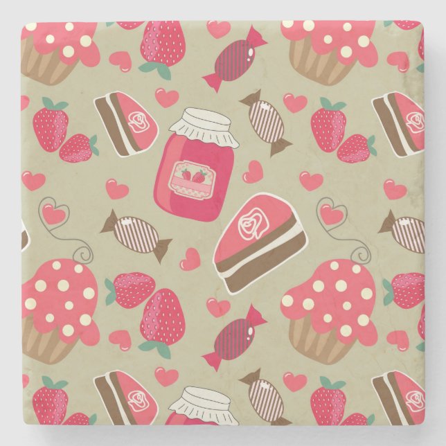 Retro Sweets Stone Coaster (Front)