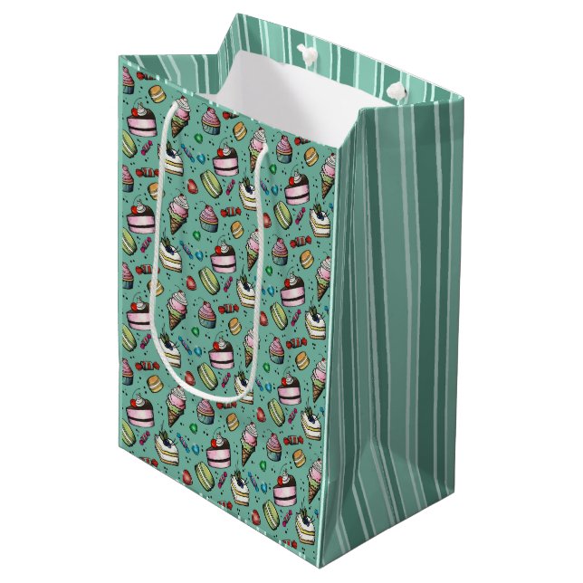 Retro Sweets- Teal Medium Gift Bag (Front Angled)