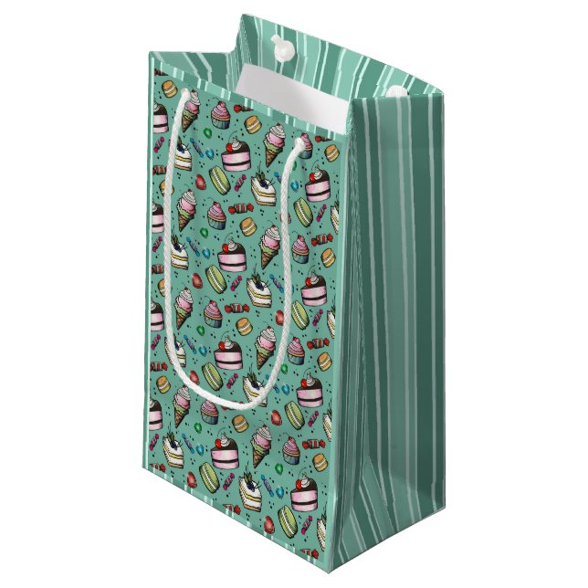 Retro Sweets- Teal Small Gift Bag (Front Angled)
