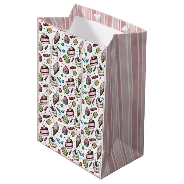 Retro Sweets- White Medium Gift Bag (Front Angled)