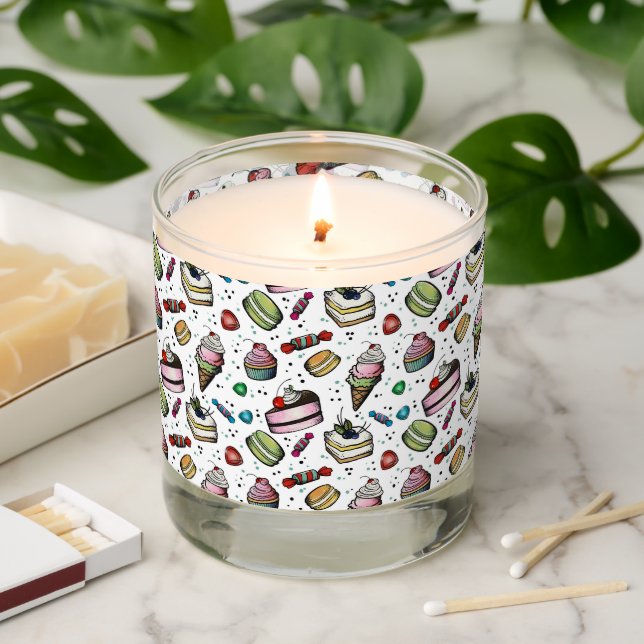 Retro Sweets- White Scented Candle (Lit)