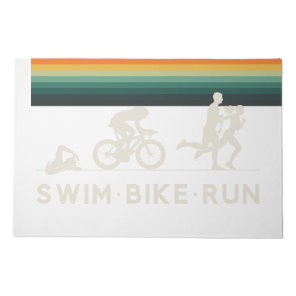 Retro Swim Bike Run Triathlon Icon Series  Doormat