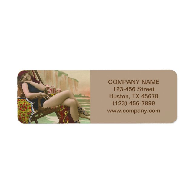 retro swimsuit fashion beauty tanning salon label (Front)