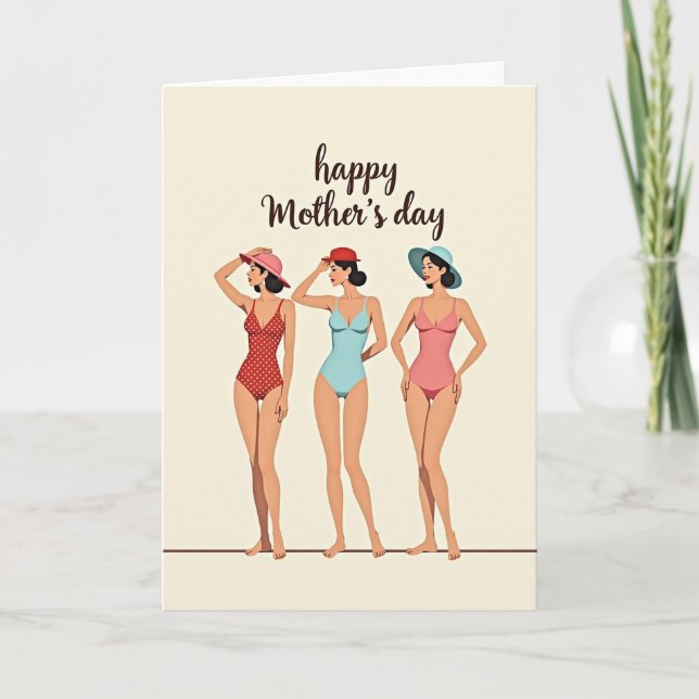 Retro Swimsuit Mothers Day Card (Front)