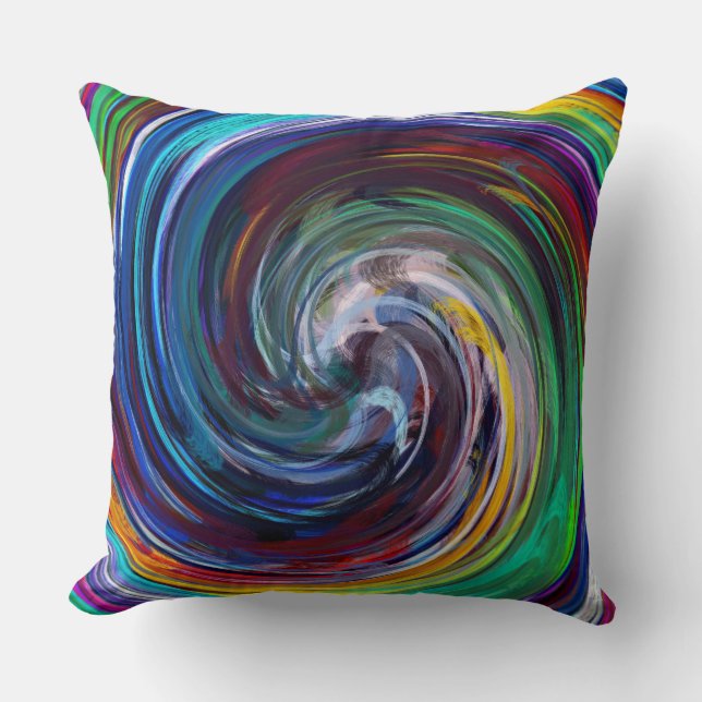 Retro Swirl Abstract Art #6 Throw Pillow (Front)