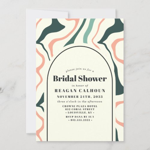 Retro Swirl Arch Mint Green And Pink Bridal Shower Invitation
