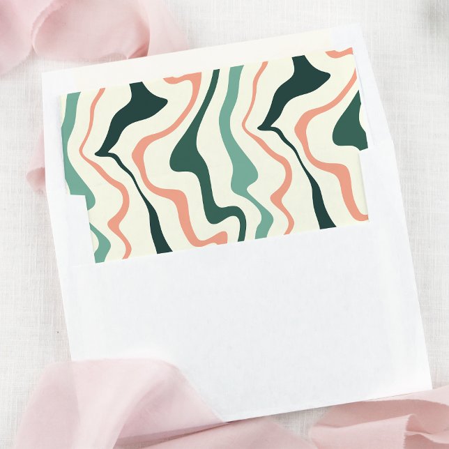 Retro Swirl Arch Mint Green And Pink Wedding Envelope Liner (Creator Uploaded)