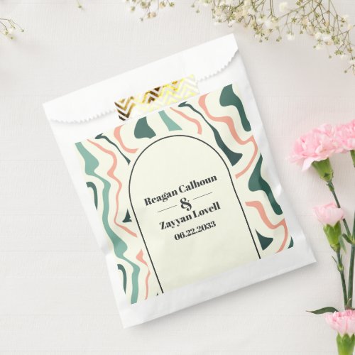 Retro Swirl Arch Mint Green And Pink Wedding Favor Bag
