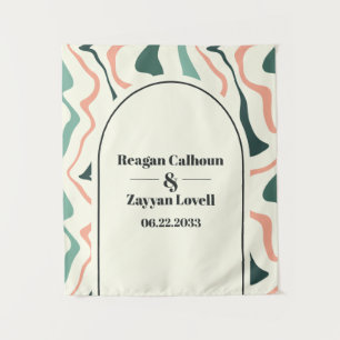 Retro Swirl Arch Mint Green Pink Wedding Backdrop