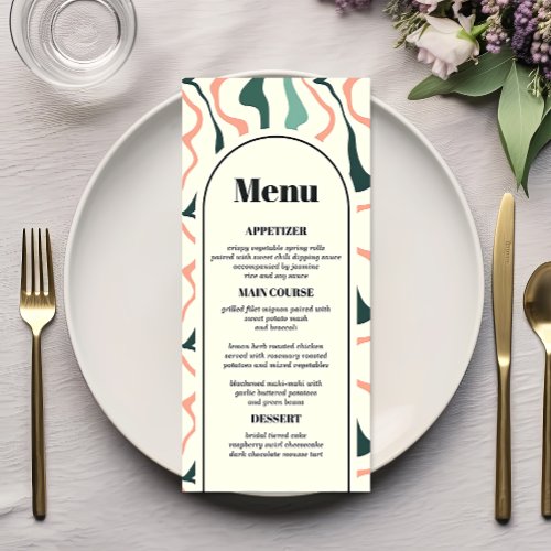 Retro Swirl Arch Mint Green Pink Wedding Menu