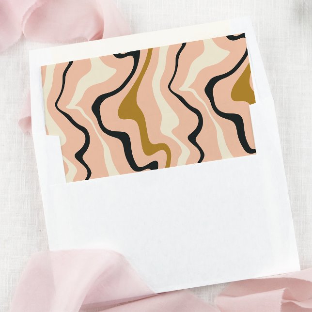 Retro Swirl Arch Pink Black Gold Wedding Envelope Liner (Creator Uploaded)