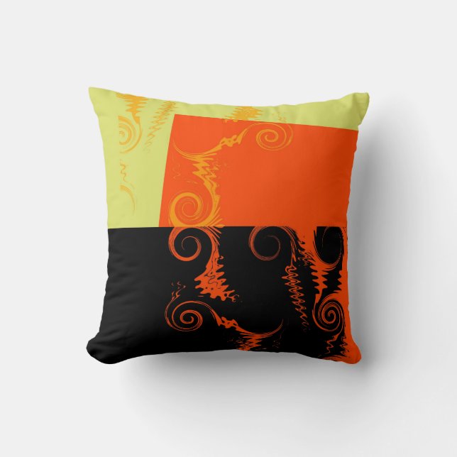 Retro Swirl Art Design Abstract Throw Pillow (Front)