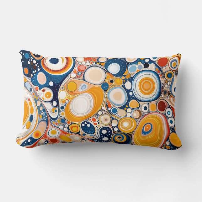 Retro Swirl Art Throw Pillow. Lumbar Pillow (Front)