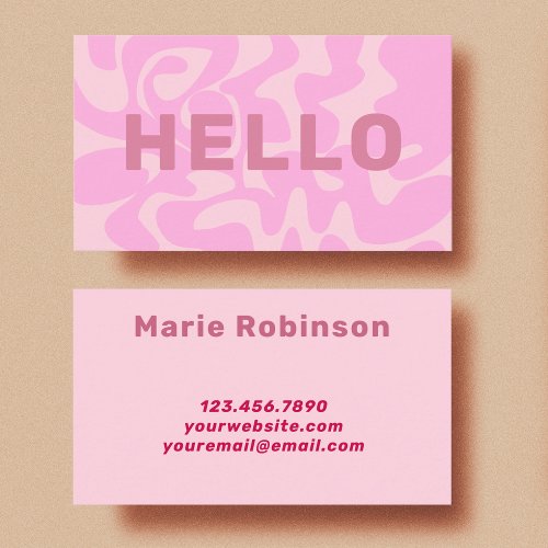 Retro Swirl Blush Pale Pink Hello Business Card