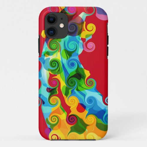 Retro Swirl Colorful Abstract Sea iPhone 11 Case