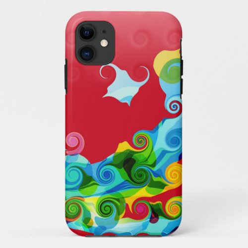 Retro Swirl Colorful Graphic Design iPhone 11 Case