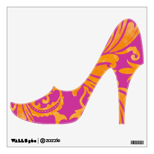 Retro Swirl Damask High Heel Stiletto Wall Decal (Front)