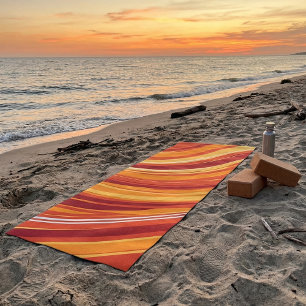 Retro Swirl Design - Fiery Sunset Waves Yoga Mat