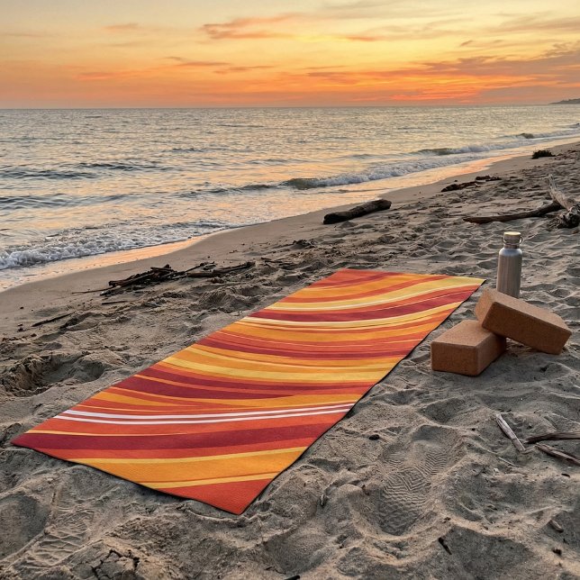 Retro Swirl Design - Fiery Sunset Waves Yoga Mat (Creator Uploaded)