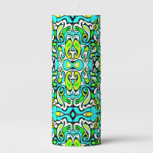 retro swirl doodle 60s 70s vintage style pillar candle