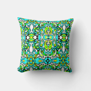 retro swirl doodle 60s 70s vintage style throw pillow