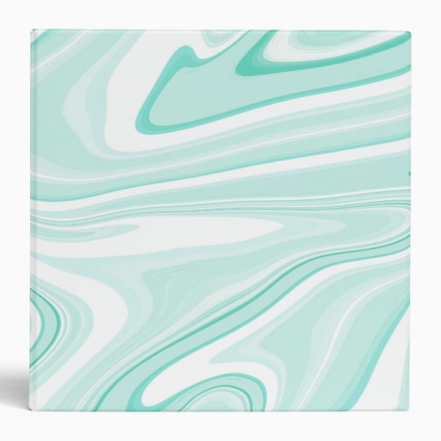 Retro Swirl Liquid Aqua Green Painting Aesthetic 3 Ring Binder (Front)