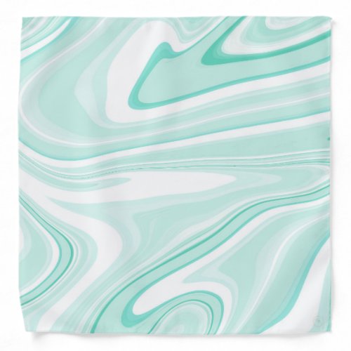 Retro Swirl Liquid Aqua Green Painting Aesthetic Bandana